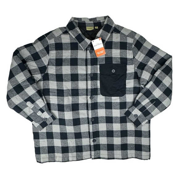 AdventuRidge Flannel XL Shirt Shacket Mens Quilt Lined Plaid Black Gray New - Picture 4 of 14